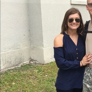 Navy Lilly Pulitzer Peep Shoulder Blouse